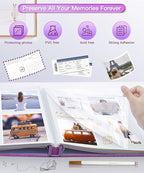 Popotop Photo Album Self Adhesive Scrapbook Album for 4x6 5x7 8x10 Pictures DIY Photo Book as Scrapbooking Supplies Kits, Birthday Gifts for Women Mom Wedding Baby Family Travel