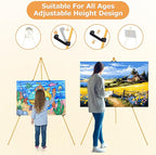 6 Pack Easel Stand for Wedding Sign & Poster 63" Foldable and Adjustable Floor Metal Easels for Display Painting Arts,with Portable Bag,Gold