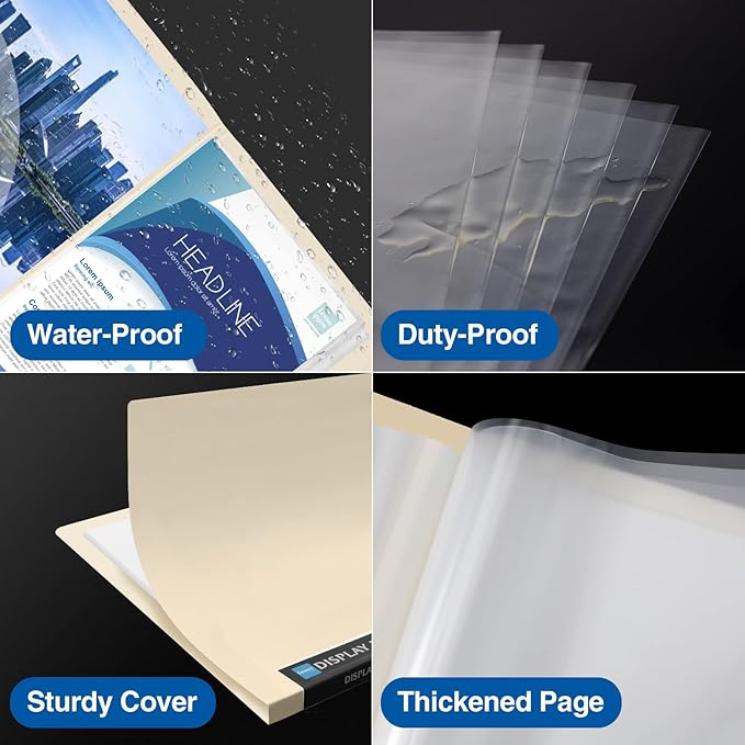 Sooez Art Portfolios 11"x17", Large Portfolio Folder with 30 Pockets & Black Inner Sheets, Display 60 Pages, 11 x 17 Presentation Book for Artwork Storage, Binder with Plastic Sleeves for Artist