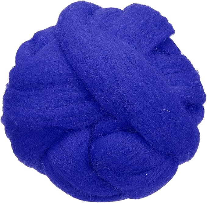 uxcell 3.53oz Wool Roving Yarn, Needle Felting Wool Fiber DIY Craft Needle Wet Felting Supplies for Blending Weaving Handcrafts, Blue Lotus