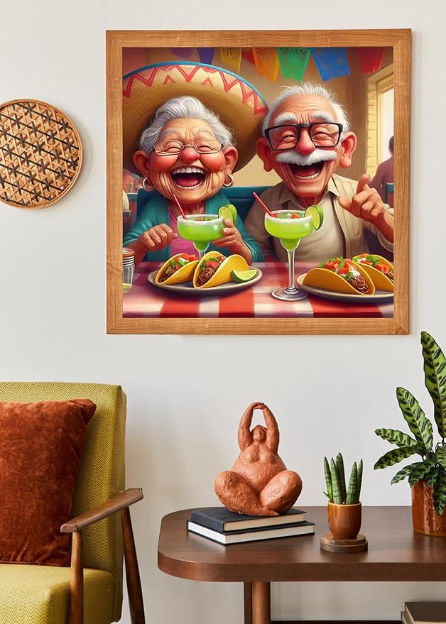 Old Couple Diamond Painting Kits for Adults, 5D Diamond Art Painting by Numbers Kits, DIY Couple Diamond Dots Art Kits, Full Round Drill Diamond Art Kits for Adults for Home Wall Decor, 14x14 inch