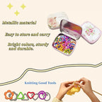 Wonafa 50 Pcs Star Metal Stitch Markers, Knitting Stitch Markers Colorful Crochet Stitch Markers with Storage Box for Crocheting Clothing Tag DIY Craft Project(Pentagram-50Pcs)