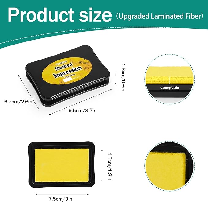 CraftyManor Masked Impression Large Ink Pads for Stamps, Water Based Smudge Chalk Stamp Pad for Scrapbooking, Journaling, Card Making, DIY Craft Scrapbook Supplies for Adults (#CM256404)