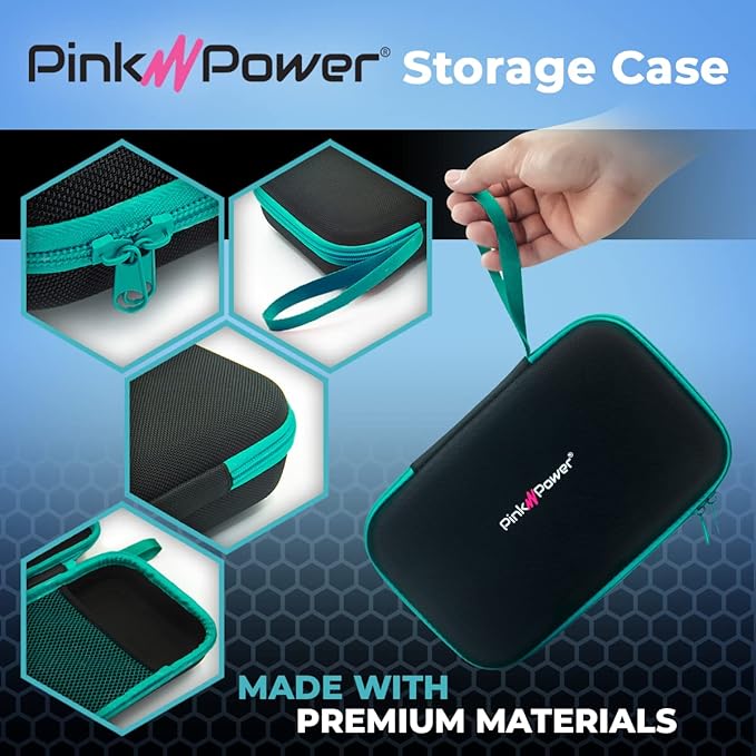 Pink Power Electric Fabric Scissors Box Cutter for Crafts, Sewing, Cardboard, & Carpet - Heavy Duty Professional Cutting Tool - Aqua Splash Cordless Electric Scissors Fabric Cutter w/Storage Case