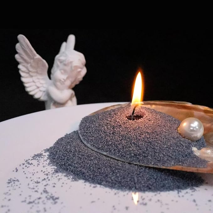 Aufien Candle Sand with Wicks, 21.4 Oz Pearled Candle, DIY Bead Powder Sand Wax Making kit Refillable Non Toxic for Handmade, Wedding and Halloween Christmas Decorations Dark Blue Unscented