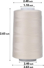 Simthread All Purpose Sewing Thread from 100% Spun Polyester for Serger, Overlock, Merrow, Quilting Sewing 4 Big Cones of 5000M (5500 Yards) Each - 40S/2 Cream