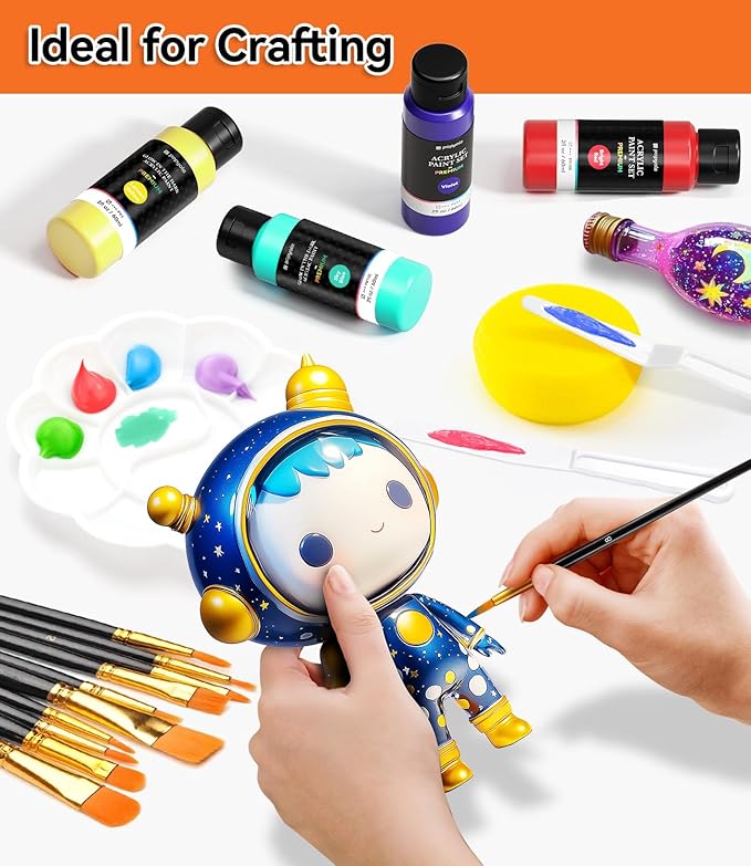 40 PCS Classic & Glow in the Dark Acrylic Paint Set with 12 Brushes, 2 Knives & Palette, 24 Colors Art Craft Paint for Beginners, Halloween Pumpkin Canvas Ceramic Rock Painting Kit