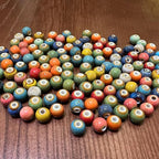 Ceramic Round Porcelain Beads Flower Porcelain Spacer Bead Craft Beads Ornamenets for DIY Jewelry Necklace Bracelet DIY Crafts for Women Above 12 Years Old 70 pcs