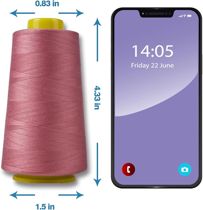 Rubber Red Serger Thread, All-Purpose Thread for Sewing, Polyester, 4 Cones of 3000 Yards Each Spool for Sewing Machine