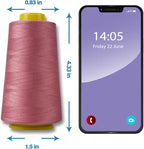 Rubber Red Serger Thread, All-Purpose Thread for Sewing, Polyester, 4 Cones of 3000 Yards Each Spool for Sewing Machine