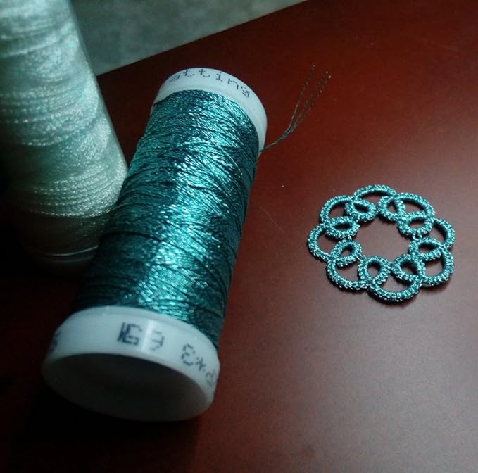 Simthread 6 Colors 3-Ply Metallic Shuttle Tatting Yarn 50 Meters Each for Shuttle Tatting Jewellery lacemaking #1