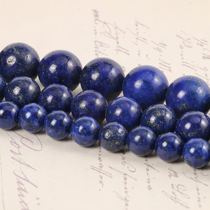 45pcs 8mm Stone Beads Lapis Lazuli Beads Crystal Gemstone for Jewelry Making, DIY Bracelet Necklace Blue Beads