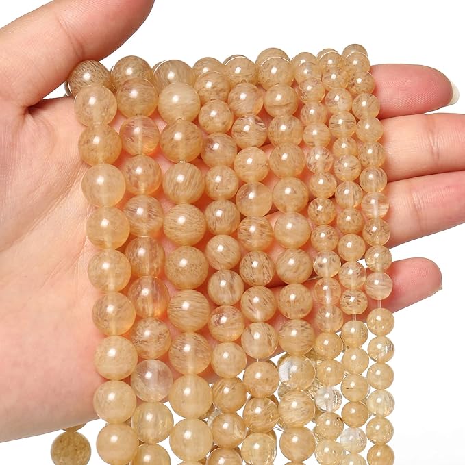 45pcs 8mm Natural Stone Beads Gold Rutilated Quartz Beads Crystal Gemstone for Jewelry Making, DIY Bracelet Necklace