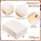 100 Sheets Watercolor Paper 4 x 6inch, 300 GSM Deckled Edge Paper Rough/Textured Handmade Paper for Watercolors, Wedding Invitations, Cards, Crafts