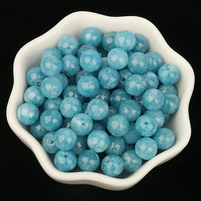 45pcs 8mm Natural Stone Beads Blue Chalcedony Beads Crystal Gemstone for Jewelry Making, DIY Bracelet Necklace