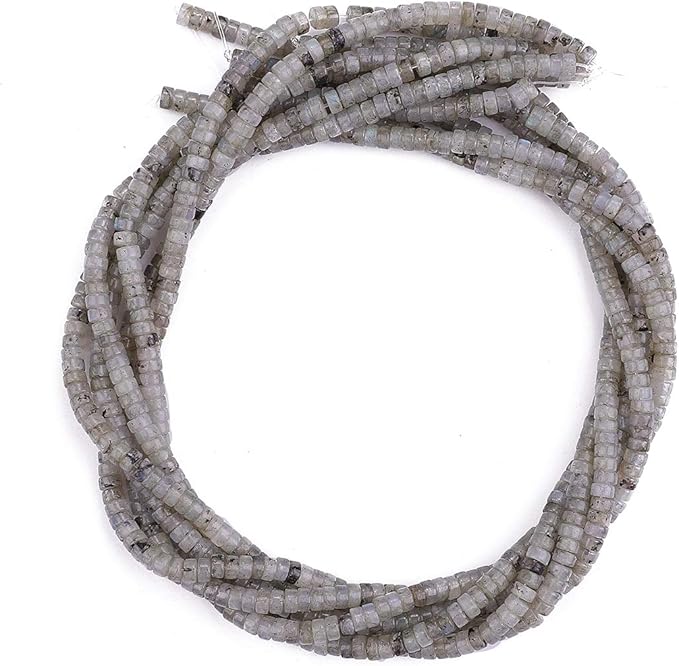 Natural Spectrolite Spacer Beads Caps Loose Semi Gemstone for Beading Jewelry Making 4mmx2mm 38cm