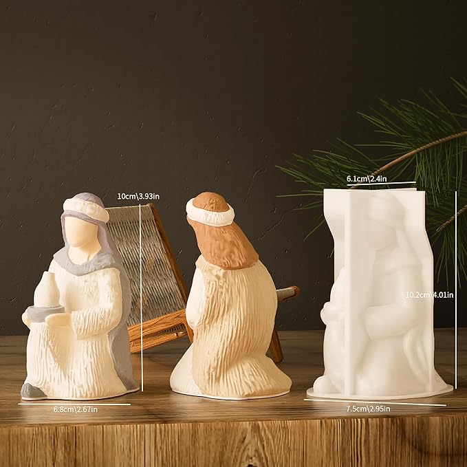 Nativity Scene Molds - Jesus, Maria, Angel & Nativity Designs - Resin Casting & Silicone Molds for Candle Making & Home Decor Wave Candle Mold