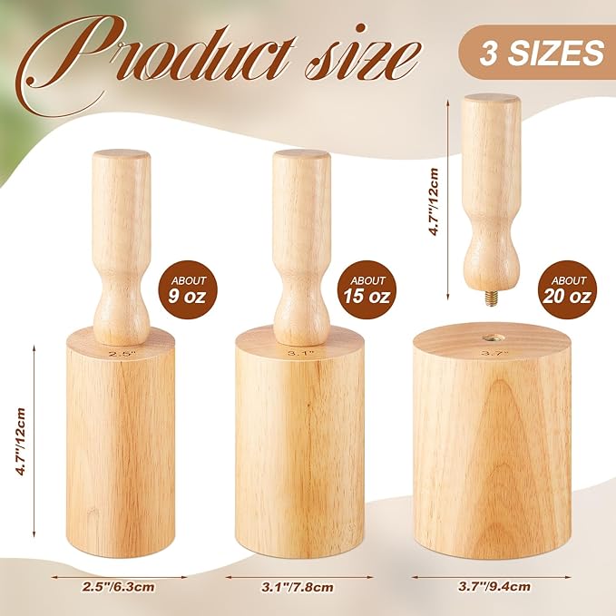 Juexica 3 Pcs Pottery Clay Molds 3 Size 2.5'', 3.1'', 3.7'' Plaster Mug Vase Tools with Removable Handle, Pottery Cup Shaping Tool Wood Slump Press Mold for DIY Ceramic Cup Mug Vase Making