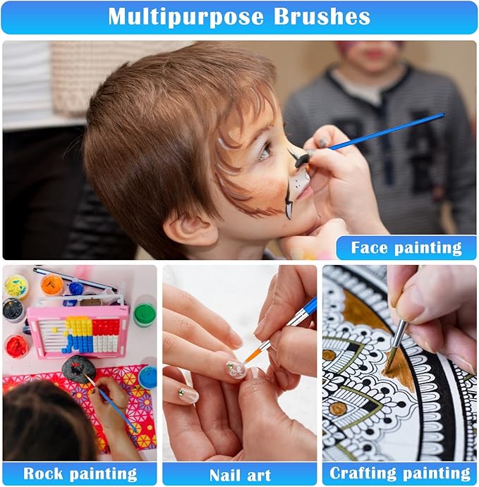 50Pcs Round Paint Brushes Bulk, Anezus Small Paint Brushes Classroom Brushes Set for Kids Model Canvas Painting Face Acrylic Watercolor Oil and Crafts