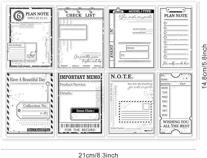GLOBLELAND Vintage Plan Label Clear Stamps for DIY Scrapbooking Organizer Task Arranger Silicone Clear Stamp Scheme Seals for Journals Decorative Cards Making Photo Album