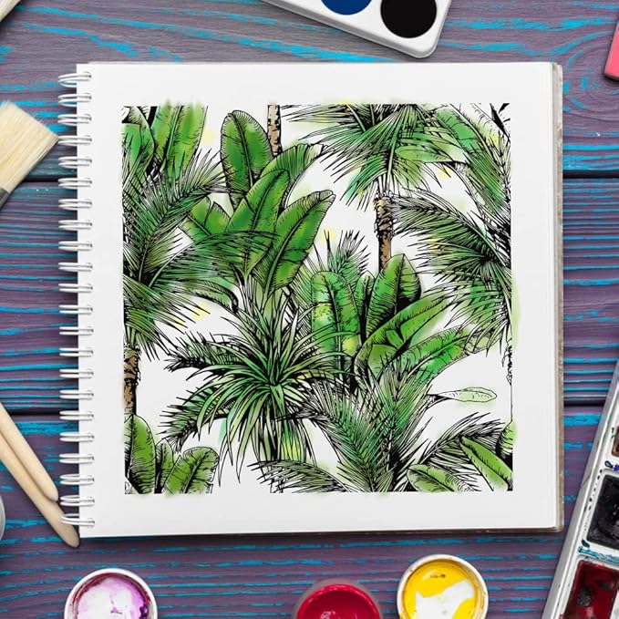 Trees Background Clear Stamps for Card Making and Journaling, Rainforest Leaves Silicone Stamps Plants Trees Rubber Stamps for Scrapbooking DIY Cards Album Crafts Supplies