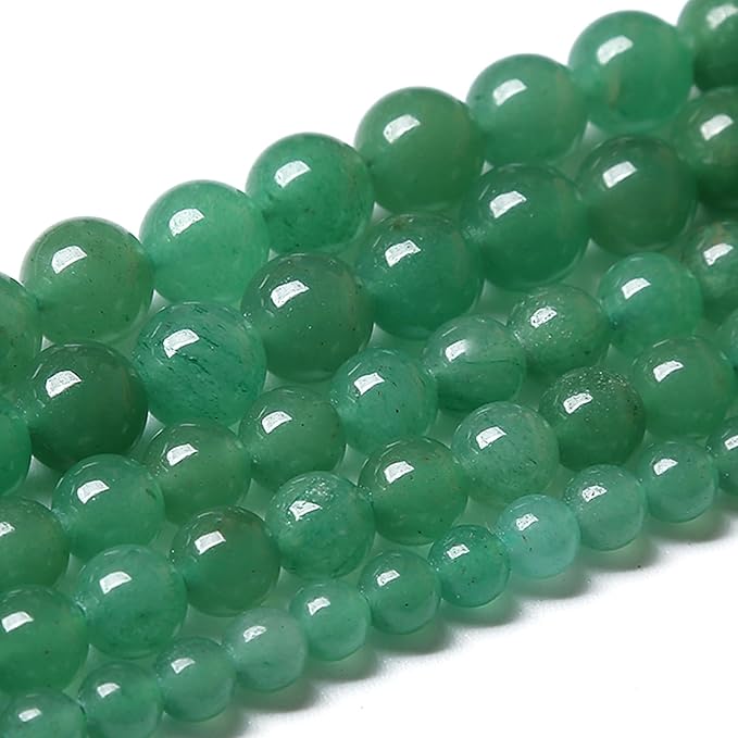 120PCS 6MM Natural Green Aventurine Beads Natural Gemstone Crystal Energy Stone Beads for Jewelry Making DIY Bracelet Necklace 2 Strand 32"