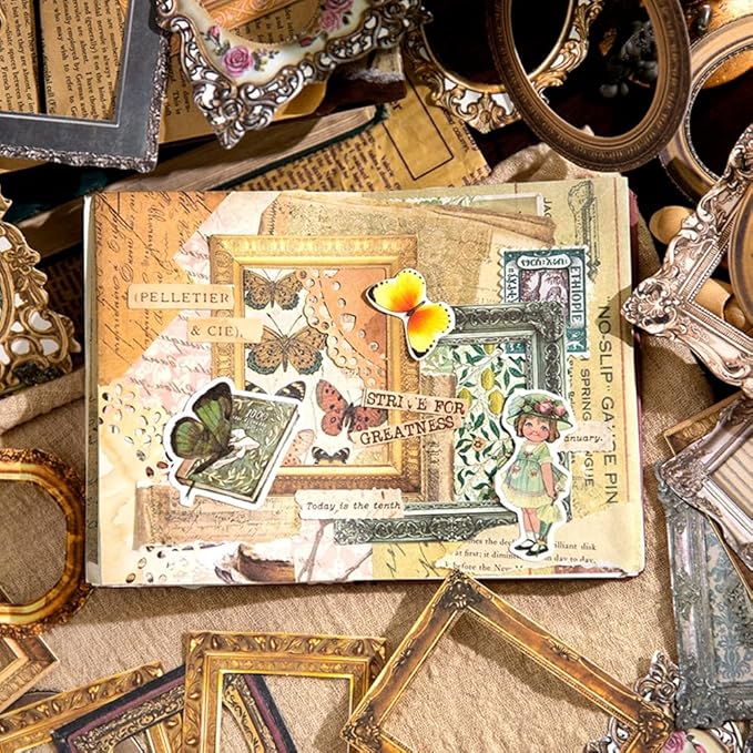 30Pcs Vintage Scrapbook Paper Photo Frame for Scrapbooking Junk Journal Collage Diary Embellishment DIY Photo Album DIY Craft Decoration, 10 Patterns (YSDC5)
