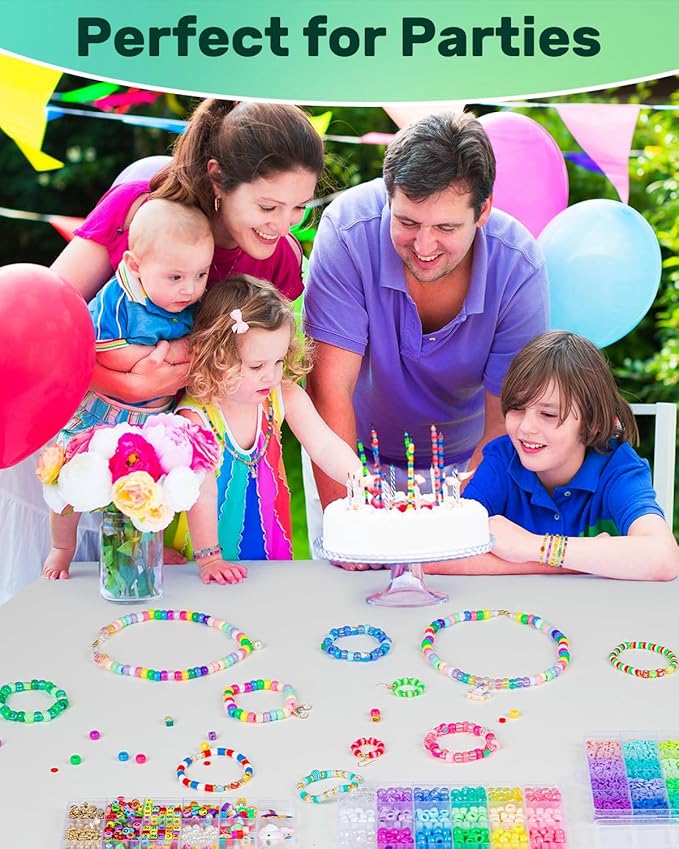 Taybonds Friendship Bracelet Making Kit for Beginners, 3 Boxes Jewelry Making Kit with Polymer Clay Charms, Clay, Pony, Letter Beads, Pearls, Unicorn Mermaid Rainbow Pendants, Gift Party