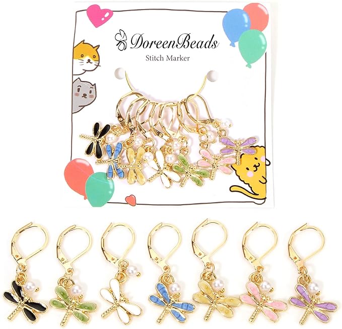 DoreenBeads Stitch Markers for Crocheting and Knitting, Alloy Enamel Crochet Marker Crochet Gifts for Knitting Weaving Sewing Accessories Quilting Jewelry Making