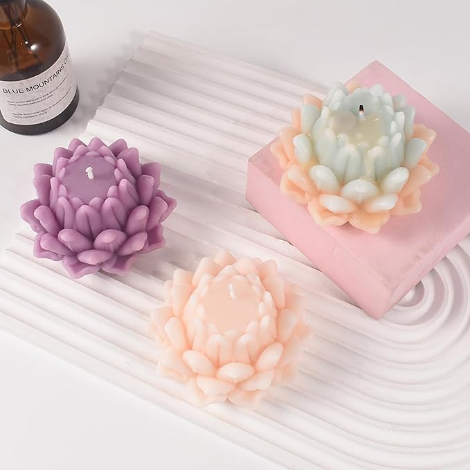 Lotus Flower Mold Lotus Flower Resin Mold - Resin Casting Silicone Molds for Home Decor & Candle Making Wave Spiral Mold