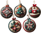DIY Christmas Felt Patch Kit, Felt Christmas Ornaments, Craft Set with Pre-Cut Felts Sheets, Holiday Craft Kit for Family Fun, Beginner-Friendly, Handmade Xmas Decorations for Tree & Home (#B)