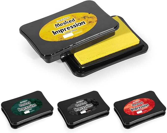 CraftyManor Masked Impression Large Ink Pads for Stamps, Water Based Smudge Chalk Stamp Pad for Scrapbooking, Journaling, Card Making, DIY Craft Scrapbook Supplies for Adults (#CM256403)