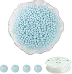 600pcs 6MM Lake Blue Glass Beads Handcrafted Round Lampwork Smooth Loose Bracelet Beads for DIY Jewelry Making