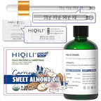HIQILI Sweet Almond Oil, Skin, Hair Care, 100% Pure Organic Carrier Oil, Hexane Free, Unscented - 3.38 Fl Oz