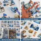 Winter Pre-Cut Journal Sticker Book for Junk Journaling, Transparent PET White Snow Landscape Stickers for Scrapbook Supplies, Scrapbooking, Collage, Planners, Bujo, 20 Sheets