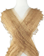 1 Yards Brown Pleated Lace Chiffon Fabric Elastic Lace Trim for Wedding Bridal Dress Decoration DIY Sewing Clothing Decoration, 6 Inch