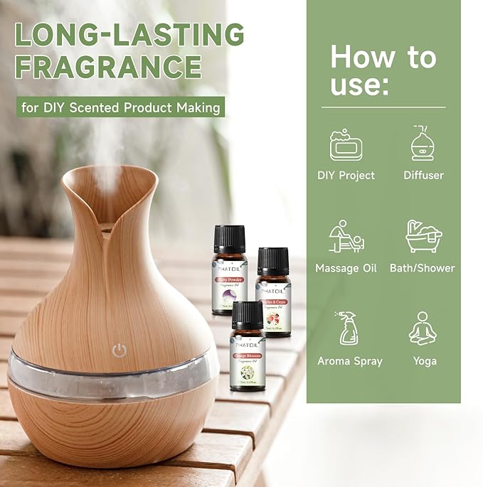 PHATOIL Coconut 20 Pcs Fragrance Oil Set, Premium Fragrance Oil, for Humidifier, DIY Candle & Soap Making Scent, Aromatherapy Diffuser Oils Set (5ML)