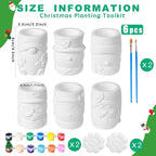 6 Pcs Christmas Ceramics Succulent Planters - Ready to Paint Your Own Garden Statues, DIY Paintable Ceramics Figurines Kit Crafts with Brush Palette for Adults Boys Girls (4.3 inch)