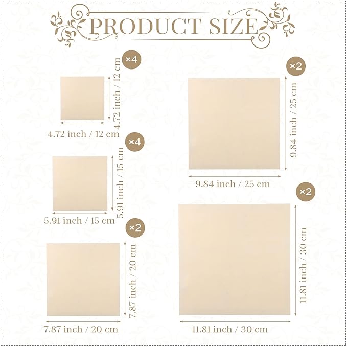 Wood Canvas Boards Unfinished Wooden Panel Boards Paint Pouring Panels for Painting Drawing Home Decor(14 Pieces,4.7 x 4.7, 6 x 6, 8 x 8, 10 x 10, 12 x 12)