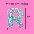 StickerBeans® Rhinestone Alphabet Letter Sticker R - Unique Sparkly Design 2” x 2” Cut-to-Shape Adhesive - Personalization, Collecting, Gifting, Scrapbooking, Decorating Laptops, Phone Cases, All Ages