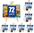 AROIC Canvas and Easel Set,Art Painting Set with 78 Pack (6 PCS 9" Wood Easels, 60 Brushes, 6 Canvas Boards and 6 Palette) Painting Supplies kit for Kids & Adults to Painting Party