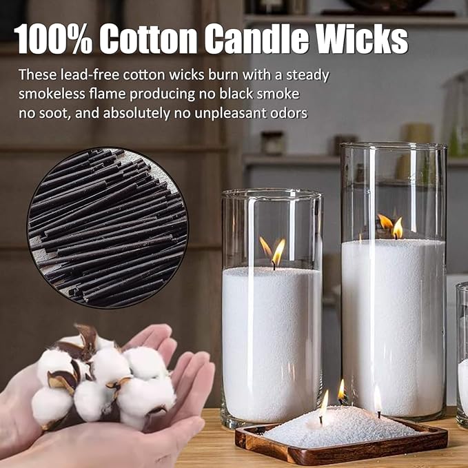 300-Pack Pearled Candle Cotton Wicks for Sand Candles Making - 2 Inch MANNYCOM Metal-Free and Lead-Free Refill Sand Wax Wick for Making DIY (Black)