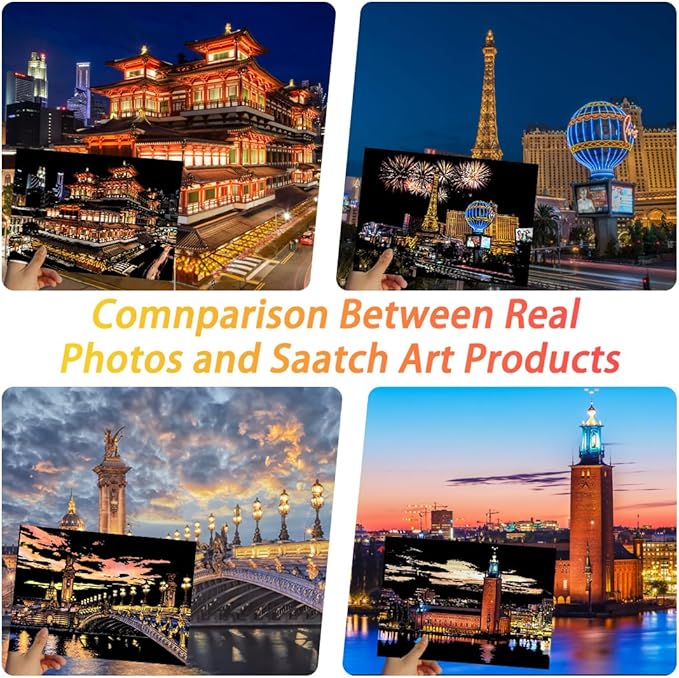 Scratch Art Book for Adults,Scratch Painting Foil for Adults，Scratch and Sketch City Landmarks Books,Colorful City Series Scratch Art 12 Pas by Iskueal(Timbuktu Parliament and City Center)