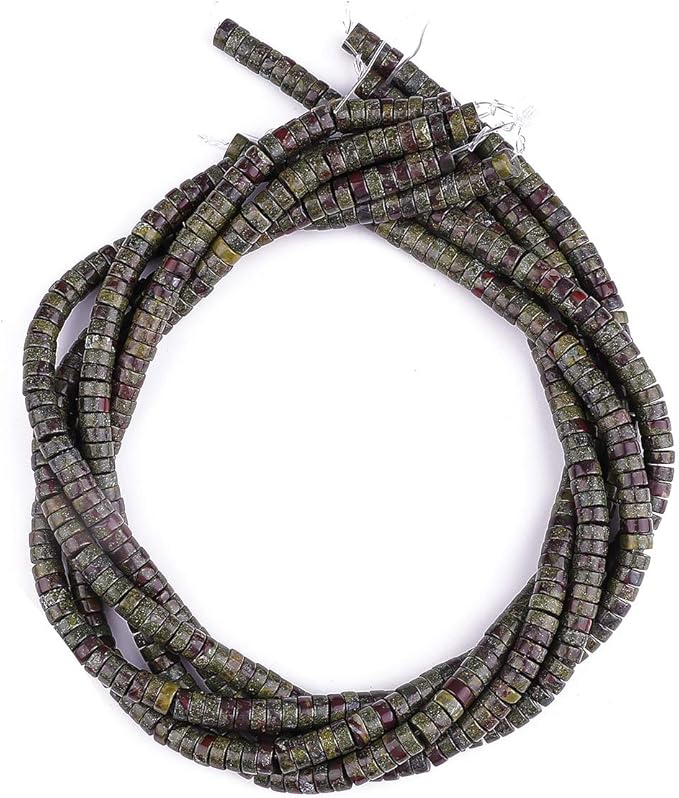 Natural Dragon Blood Jasper Spacer Beads Caps Loose Semi Gemstone for Beading Jewelry Making 6mmx3mm 38cm