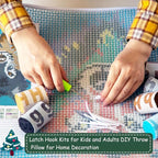 DL-YTG Latch Hook Kits Rug Wolf Crochet Yarn Cushion Colour Pre-Printed Canvas Cover Rug Needlework DIY Hook and Latch Kit Home Decoration 52x38cm/20 X15inch