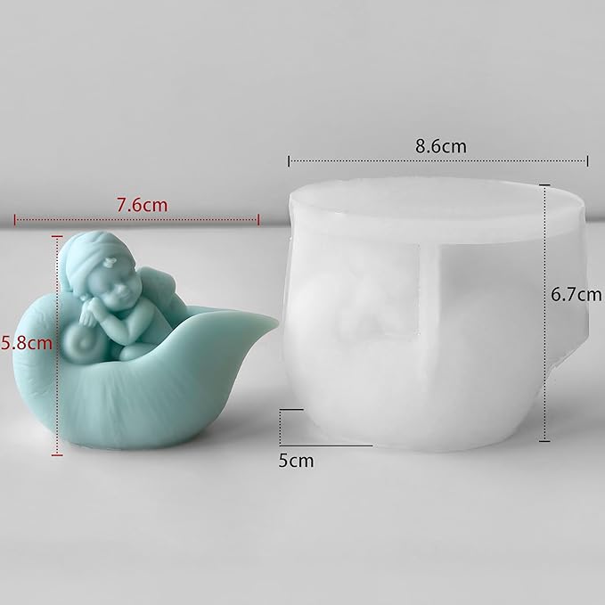 Baby Angel Molds Sleep Angel Resin Mold - Resin Casting Silicone Molds for Home Decor & Candle Making Wave Spiral Mold