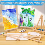 54 Pack Canvas with Easel Set 8 x 10 Inch Canvas Boards with Wooden Easels, Paint Brushes Canvas Panel Painting Kit for Acrylic Oil Watercolor Beginners Art Crafts Sip and Paint Party