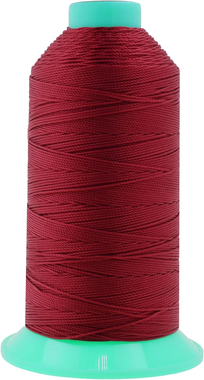 Mandala Crafts Bonded Nylon Thread Maroon Heavy Duty Sewing Threads - 415 YDs Size 346 210D T350 Tex 350 Thread for Leather Jeans Weaving Outdoor Marine Upholstery Threads