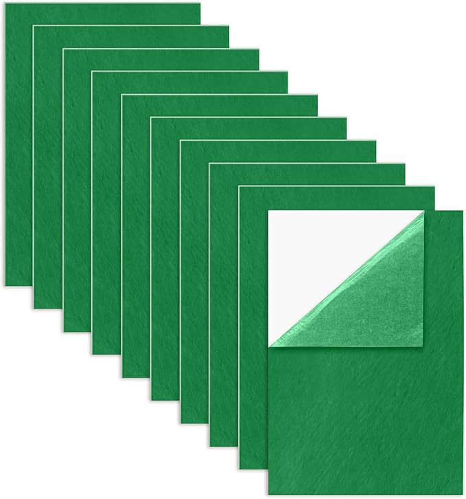 10 Pack Self Adhesive Felt Sheets - Green Felt Fabric with Adhesive Backing - Peel and Stick Felt Sheet for Arts Crafts DIY and Decorations - A4 Size(8" x 12")