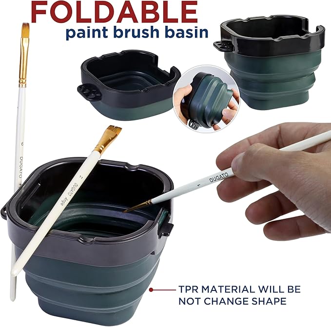 5.3 x 4.4 inches Airtight Paint Palette Box, Valuable Container Combines Cleaning Brush Basin and Brush Holder, Using for Beginners Learning Art Project Workshops Outdoor Painting (Green)